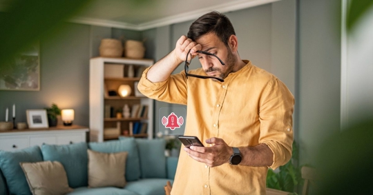 Man just read something bad on his phone