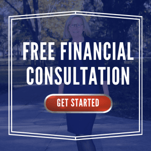A blue button that reads "Free Financial Consultation" with a red button that says "Get Started"